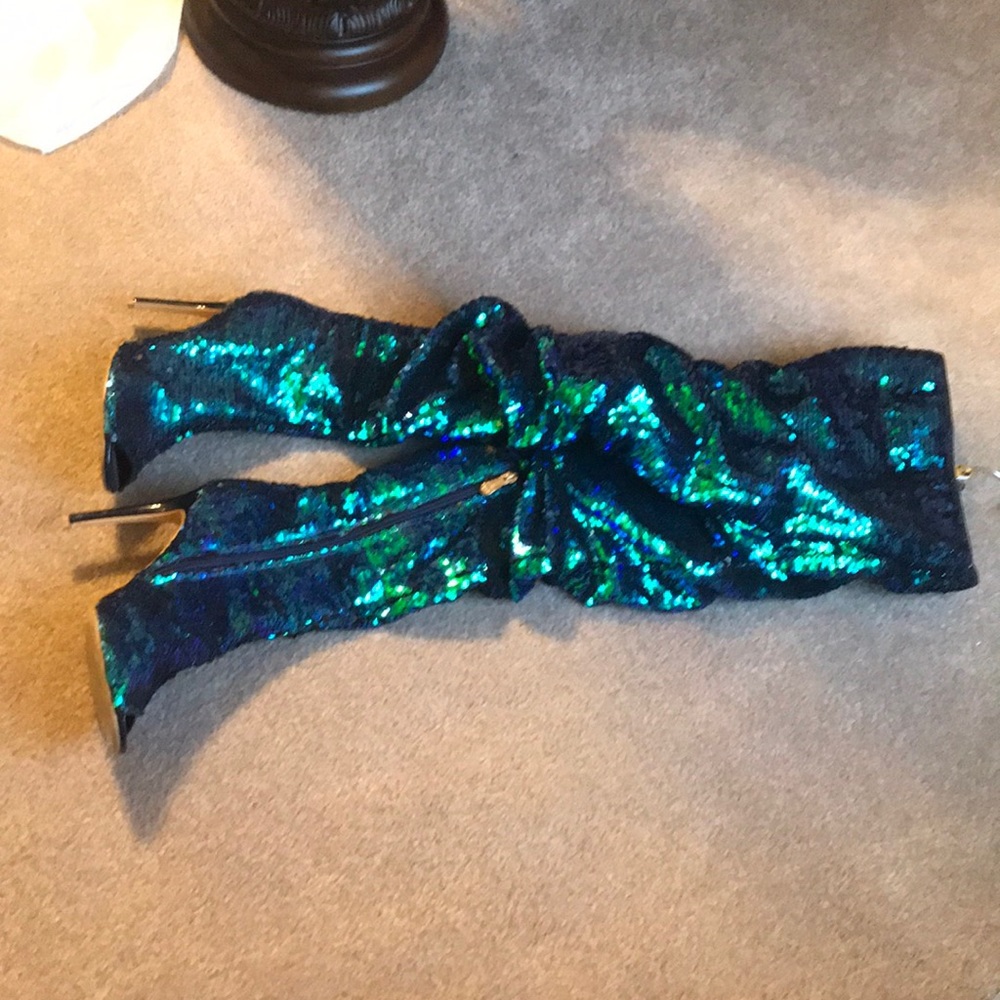 Thigh high sequin boots